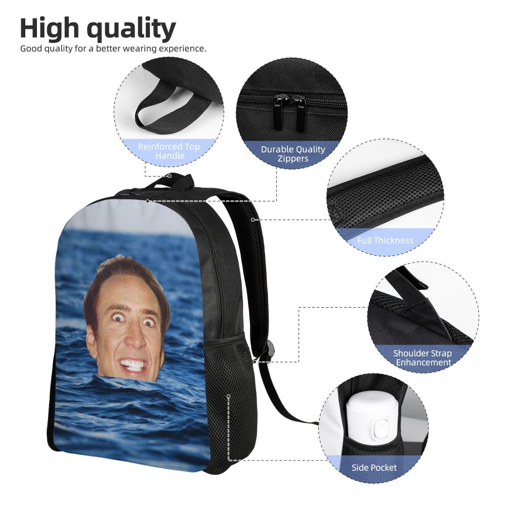 Custom Nicolas Cage Meme Laptop Backpack Women Men Basic Bookbag for College School Student Funny Bags