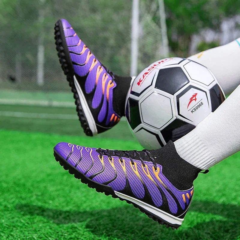 Men Match Non Slip Football Boots Cleats Indoor Outdoor Soccer Shoes Sport Training Long Spikes FG/TF Boys Futsal Comfortable