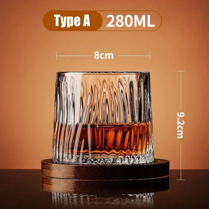 Copo de Uísque com Base, Copos de Uísque de Cristal Giratórios, Taça de Vinho e Brandy para Bar e Casa