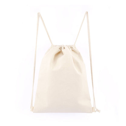 Saco de Cordão Simples Mochila Esportiva para Homens e Mulheres Sacola de Cordão Mochila de Lona de Algodão Respirável