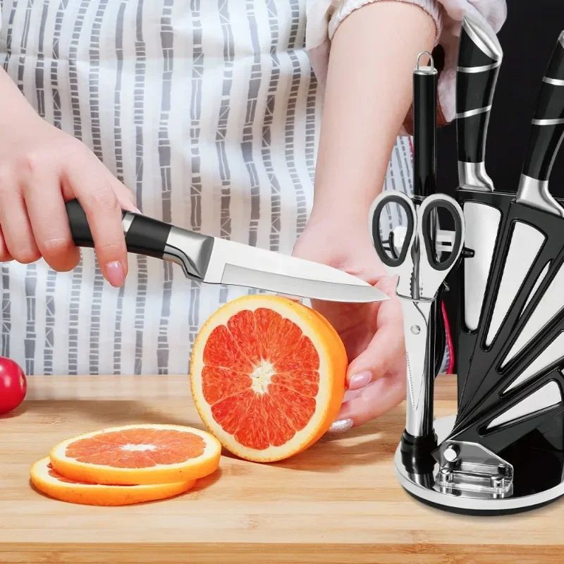 ZENG Conjunto de Facas de Cozinha 9 peças Aço Inoxidável Afiadas Facas de Chef Antiaderentes com Afiador para Cortar Fatiar Picar