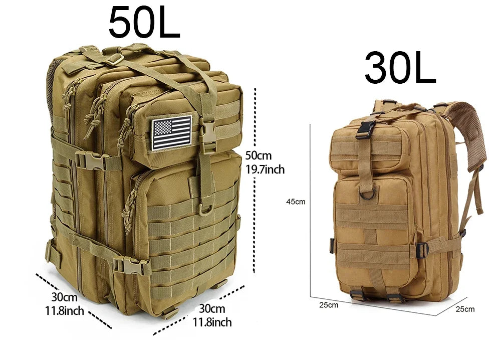 30/50L Tactical Backpacks For Man Hking Outdoor Survival  Bags 3P Assault Pack EDC Molle Pack For Trekking Hunting Bag
