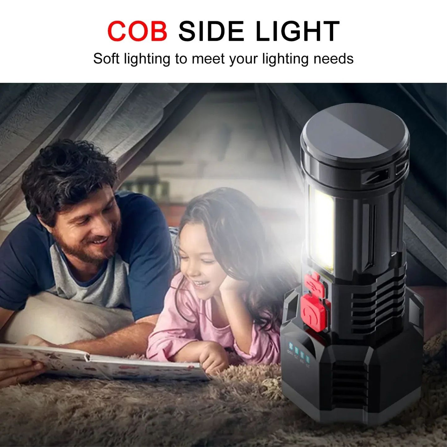 COB High Power LED Flashlight USB Rechargeable Waterproof Lamp For Camping Hiking Fishing Portable Flashlight Emergency Lantern