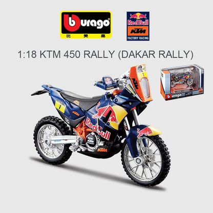 Novo em estoque Bburago 1:18 Ktm Gasgas Rx450f Nº1 2021 Rally Dakar Moto Liga Miniatura Ktm 450 Sk-F Brinquedo Modelo Diecast Presente para Crianças