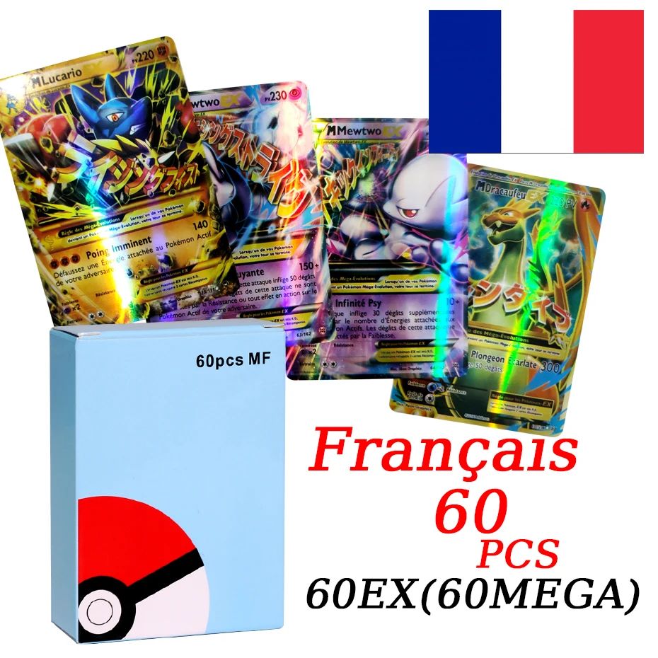 2025 Nova Versão Francesa Cartas Pokémon VMAX V EX GX MEGA Coleção Cartas Batalha Treinador Brinquedos de Natal Infantis Presente