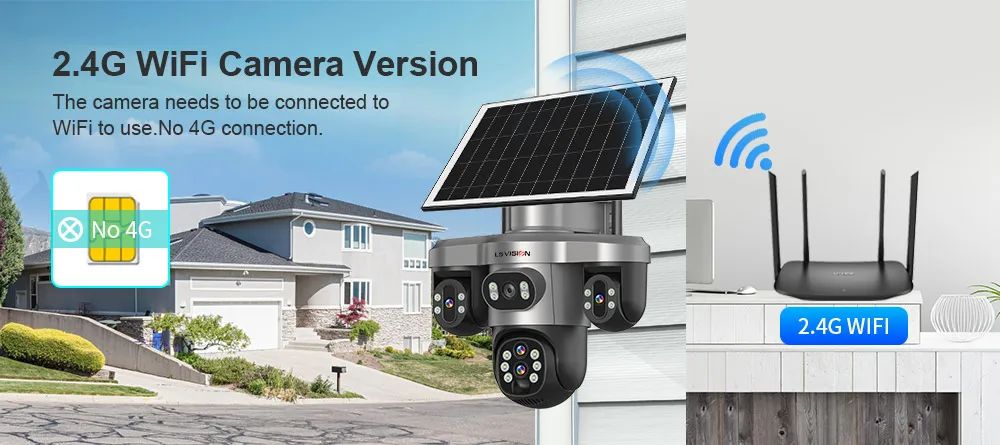 LS VISION 20MP 10X Optical Zoom Three PTZ Lens Solar Camera Outdoor WiFi/4G Three Screen Auto Tracking Security Cameras V380 Pro