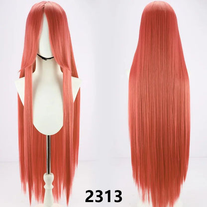 Perucas sintéticas de cabelo rosa com volume de ar, seda de cabelo macia de alta temperatura, cabelo a granel, peruca longa, cacheada, de ondas grandes, lisa, para Cosplay