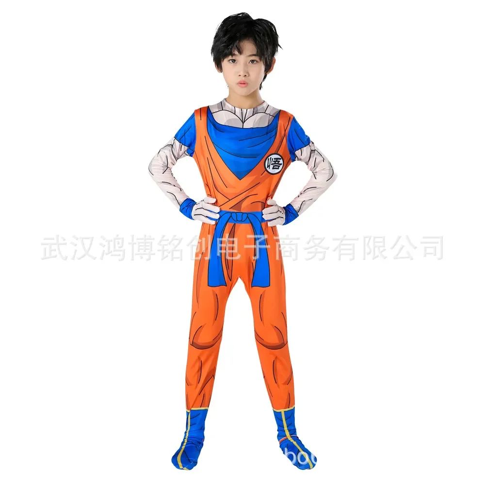 Kids Adult Suit Son Goku Majin Vegeta Cosplay Costume Anime Superhero Jumpsuit Black Hair Halloween Costume
