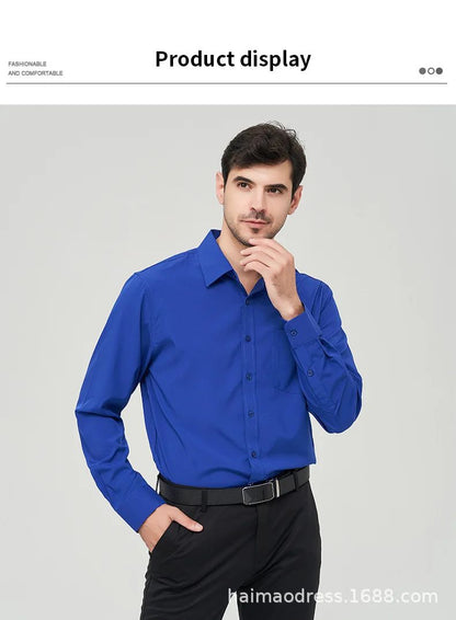 Iron-Free Long Sleeve Silk Smooth Drapey Wedding Shirt for Men Summer Business Formal Wine Red Large Size Men's Clothing