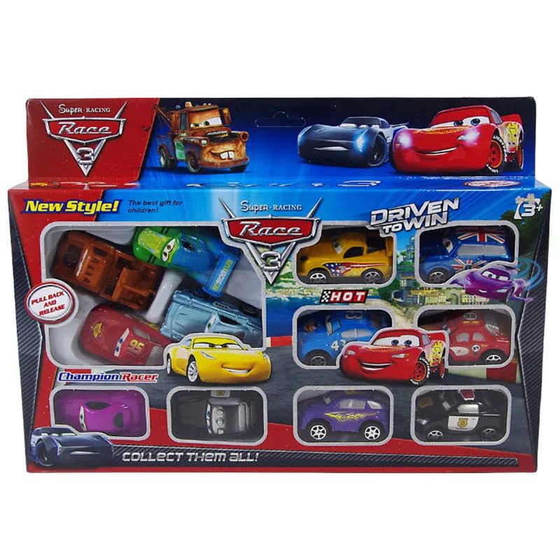12 peças Disney Pixar Relâmpago McQueen Jackson Storm Mate carro modelo de PVC brinquedo para presente de aniversário infantil