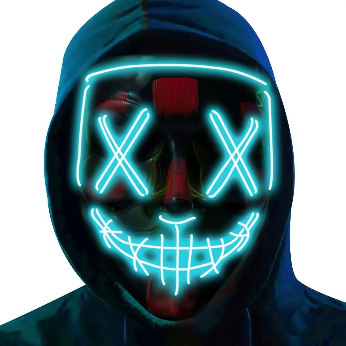 Poptrend Halloween Mask LED Light up Mask Scary mask for Festival Cosplay Halloween Costume Masquerade Parties Carnival Gift