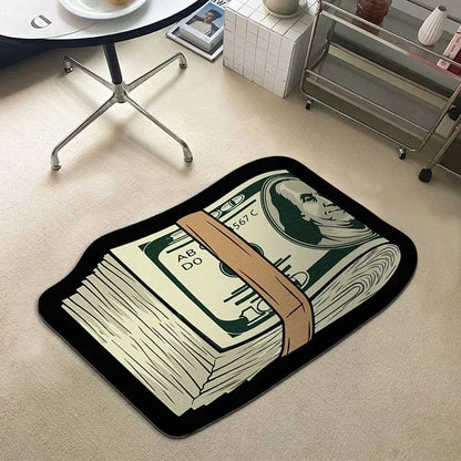 VIKAMA Upgraded Material Personalized Creative Dollar Simulated Money Carpet Living Room Bedroom Kitchen Bathroom Art Rug Mat