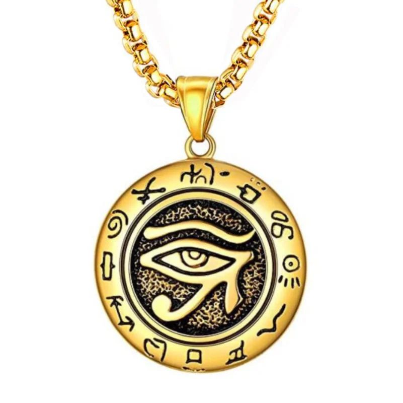 Eye of Horus, Eye of God Necklace, Rotatable Evil Eye Pendant, Men's Trendy Retro Weird Egyptian Amulet Jewelry