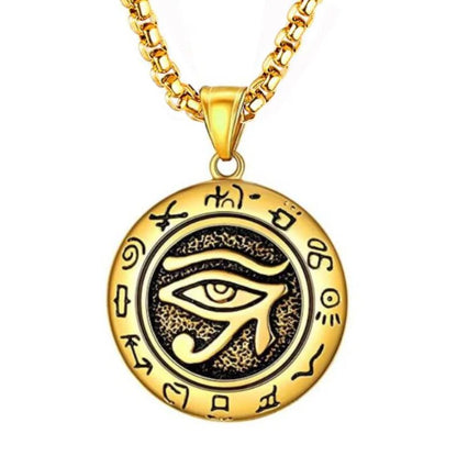 Eye of Horus, Eye of God Necklace, Rotatable Evil Eye Pendant, Men's Trendy Retro Weird Egyptian Amulet Jewelry