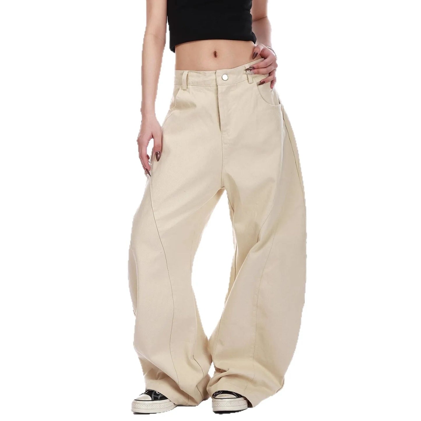 Retro American Star Letter Embroidery Wide Leg Jeans Men's Loose Long Trousers Workwear Pants Summer Denim Low Waist Straight