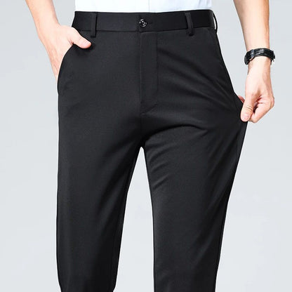 Calças Finas Masculinas para o Verão Outono, Calças de Terno Formal, Calças de Trabalho, Calças Casuais de Negócios de Qualidade, Calças Compridas Pretas Vinho Tinto