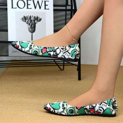 Women's Shoes Loafers Ballet Flats Pointed Toe Barefoot Slip-on Casual Flat Heel Comfortable Random Pattern Woman Shoe Size 43