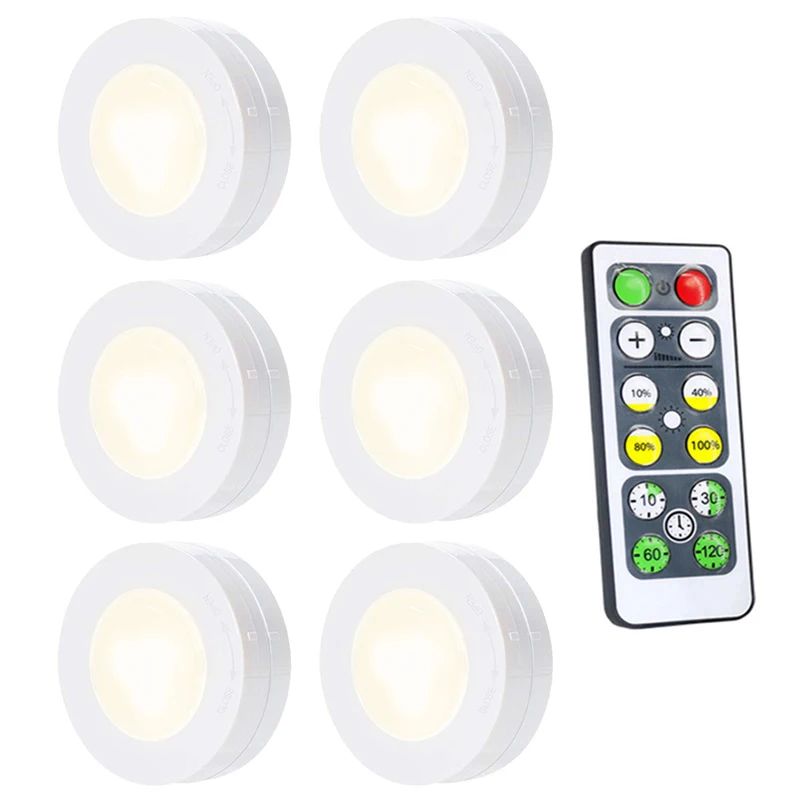 Luzes de LED Sem Fio com Controle Remoto Dimerizável a Pilha para Cozinha, Armário e Guarda-Roupa