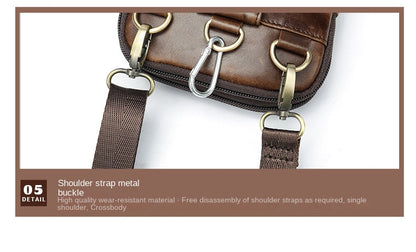 New Men's Cow Leather Chest Bag Man Small Shoulder Casual Male Crossbody Waist Bag
