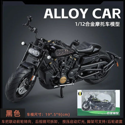 1:12 Harley SPORTSTER S Moto Alta Simulação Liga de Metal Fundido Modelo de carro Luz e Som Ornamentos Essenciais