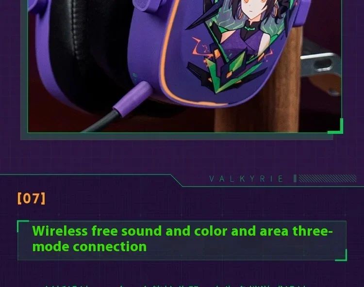 VALKYRIE VK S1 Fones de Ouvido Gamer Sem Fio 3 Modos Bluetooth HiFi Driver Dinâmico de 50mm Grande Baixa Latência Chip Esports Fones de Ouvido Personalizados