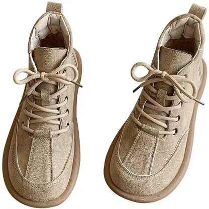 Shoes for Women 2025 New Retro Casual Solid Women's Flats Round Toe Flat Shoes for Women Lace-up Outdoor Anti-slip Women's Shoes