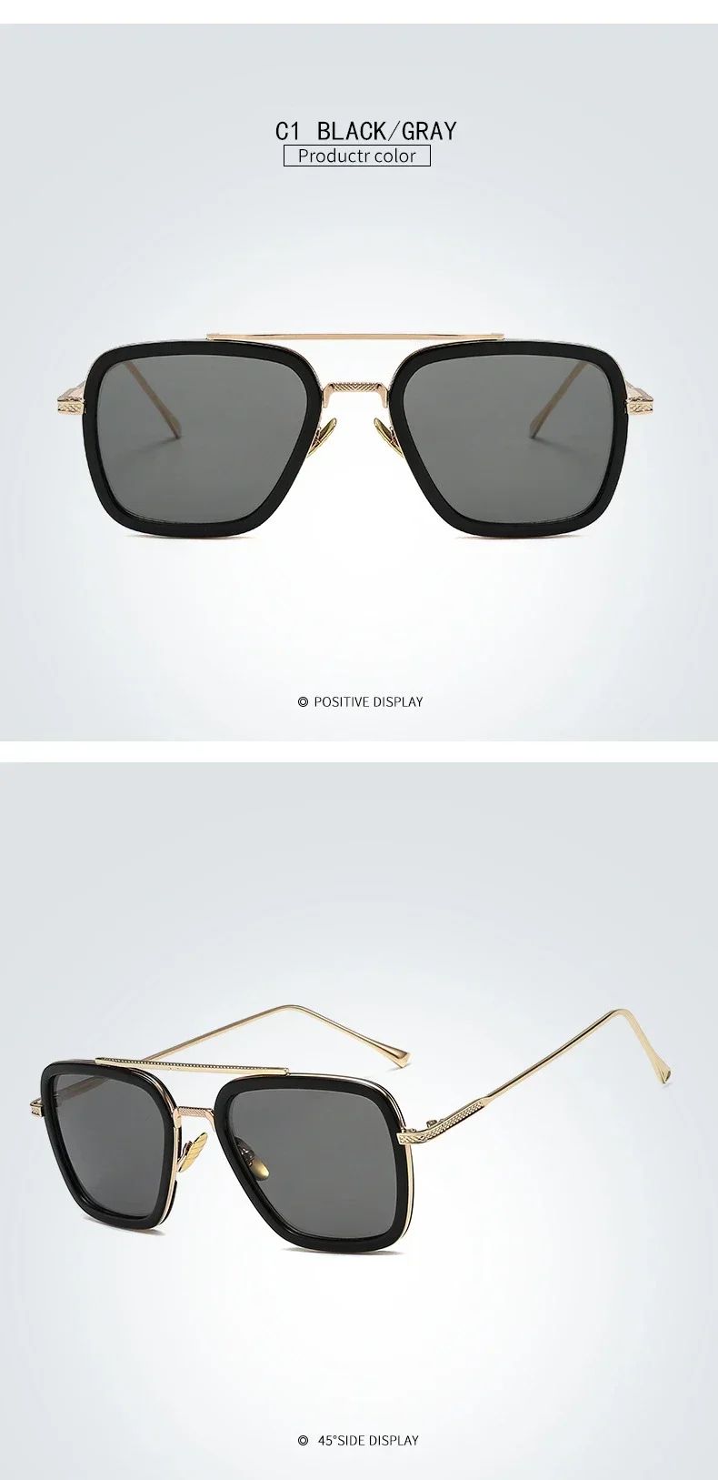 Luxury Steampunk Men Sunglasses Tony Stark Iron Man Sun Glasses Vintage Metal Eyewear Steam Punk Sunglass UV400 Male Gafas