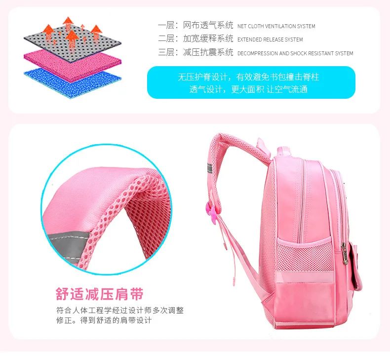 Korean Version Japanese Elementary School Student Backpack Bow Children's Wave Point Girl Ergonomic Design Protects The Spine