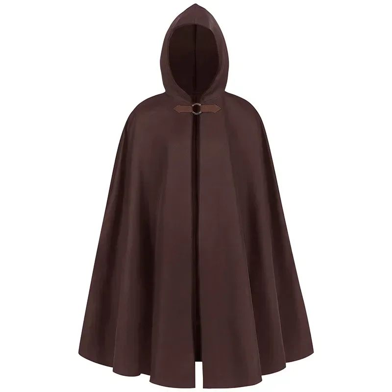 Adult Unisex Short Renaissance Hooded Cape Velvet Archer Hunter Cloak Victorian Capelet Medieval Hobbit Halloween Costume