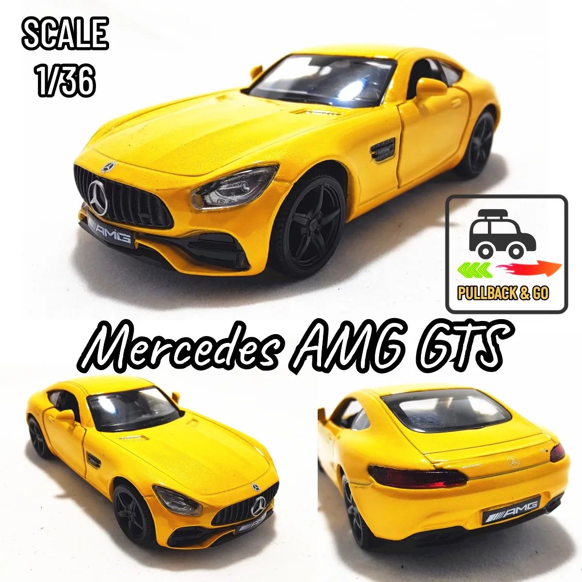 1:36 Escala Mercedes-Benz AMG GTS Modelo de Carro Réplica Veículo Diecast Miniatura Decoração de Interiores para Casa Escritório Presente de Natal Brinquedo para Crianças Meninos
