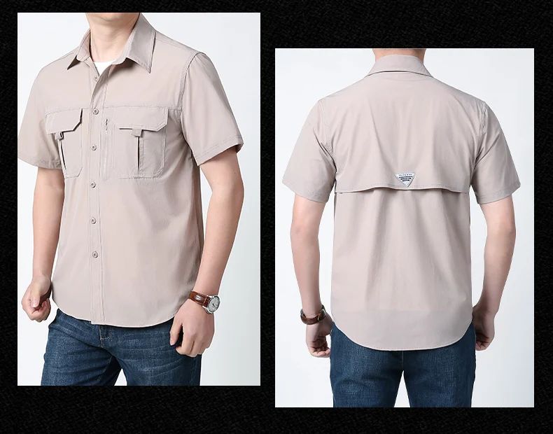 Summer Tactical Shirts Men Work Short Sleeve Shirt Outdoor Breathable Quick Dry Multi-pocket Cargo Camp Hike Short Sleeved Shirt