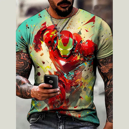 Summer Men's Spider Man T-shirt Men's Marvel T-shirt Casual 3D Printed T-shirt Fashion Men's Top