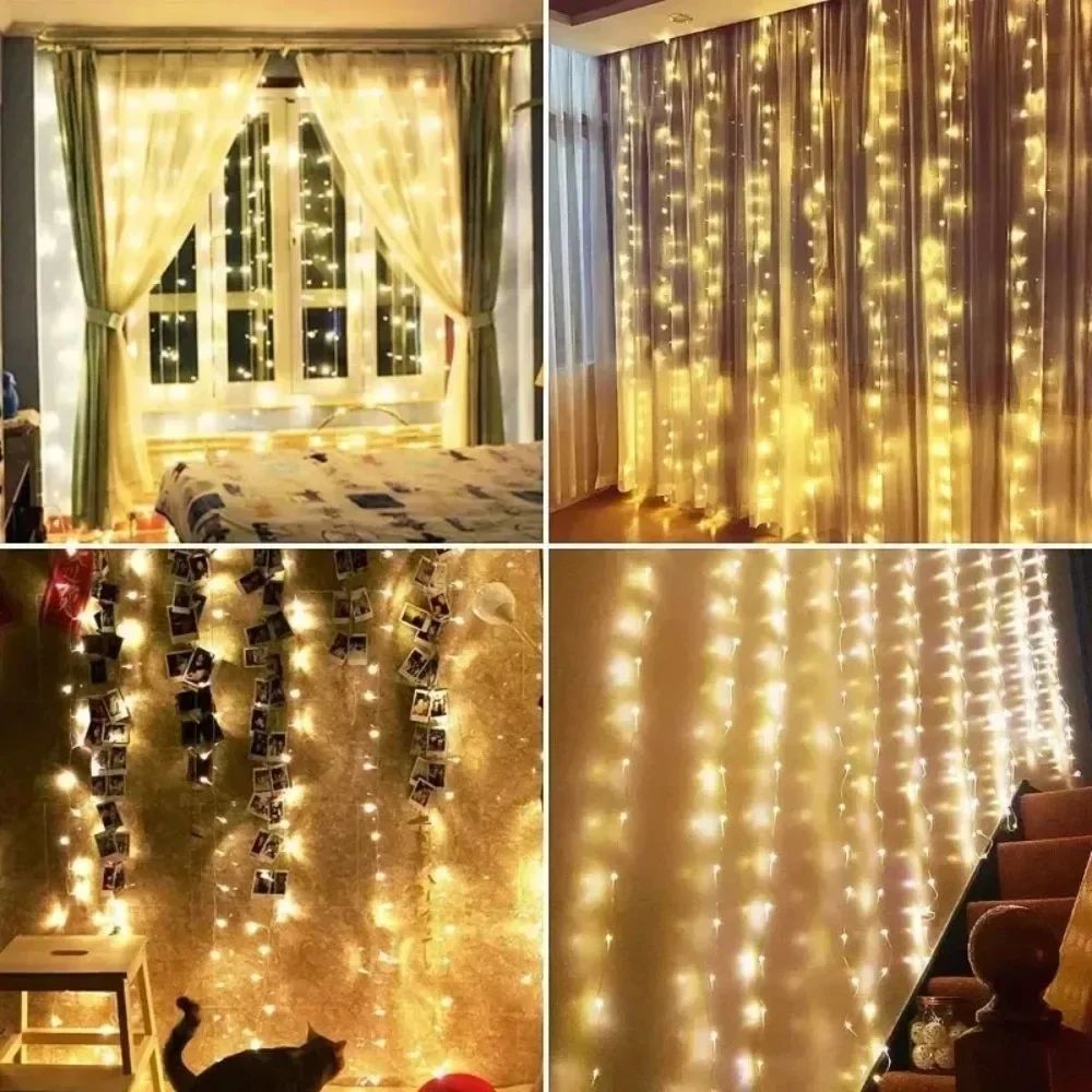 3/6m LED Curtain String Lights USB Festoon Remote Control Garland Fairy Lights Wedding Christmas Decoration for Home Bedroom