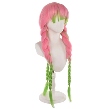 Demon Slayer Kanroji Mitsuri Cosplay Wig Green Mix Pink Long Anime Costume Wigs Kanroji Mitsuri Wigs with  Synthetic Wig
