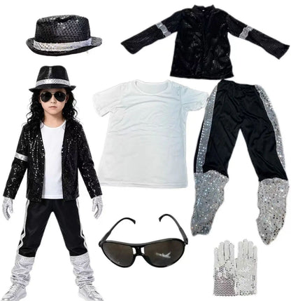 80s 90s Hip Hop Michael Jackson 5 Costume Boys Superstar Singer Outfit Halloween Carnival Stage Dance Cosplay Party Wear