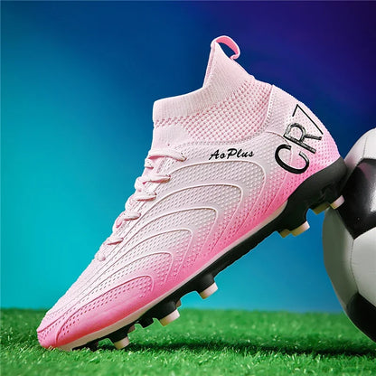 New Men Football Boots Outdoor Sport Boys Long Spikes Training Cleats Soccer Shoes Adult Non Slip Breathable Match Comfortable