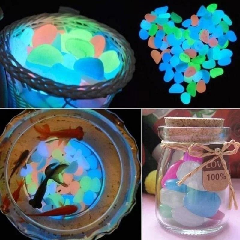 500pcs Luminous Stones Glow In The Dark Pebbles Glowing Stones Outdoor Walkways Home Garden Yard Decor Fish Tank Pebble Rocks