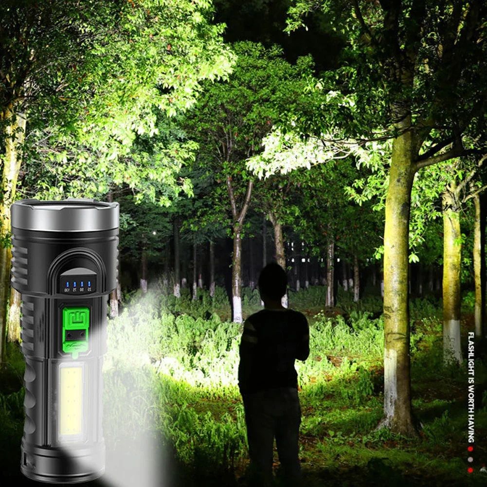 COB High Power LED Flashlight USB Rechargeable Waterproof Lamp For Camping Hiking Fishing Portable Flashlight Emergency Lantern