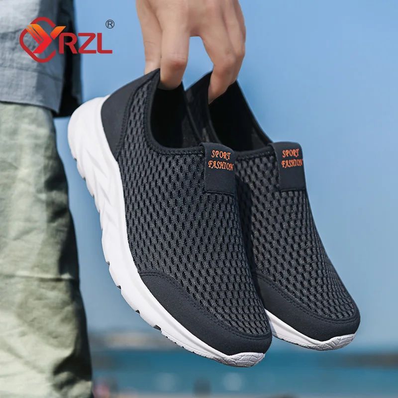 Tênis Masculino YRZL Respirável em Mesh, Casual, Antiderrapante para Uso Externo, Tamanho Grande, Loafer Leve para Caminhada, Calçado Masculino de Tênis