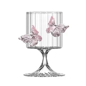 Copo de Vidro de Pé Alto Original Taça de Vinho Borboleta de Instagram Copos de Champanhe Copos Estéticos de Coquetel Presentes de Natal