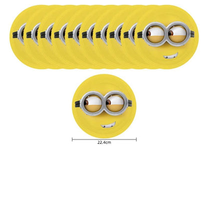 Anime Minion Themed Party Decorations Party Tableware Set Plates Cups Birthday Balloons Big Eye Yellow Man Party Favors Supplies