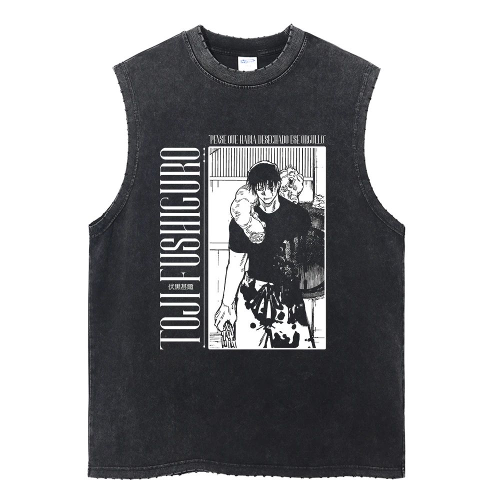 Luffy printed anime fitness vest summer new men s vest Y2k women s washed casual sleeveless shirt streetwear Harajuku