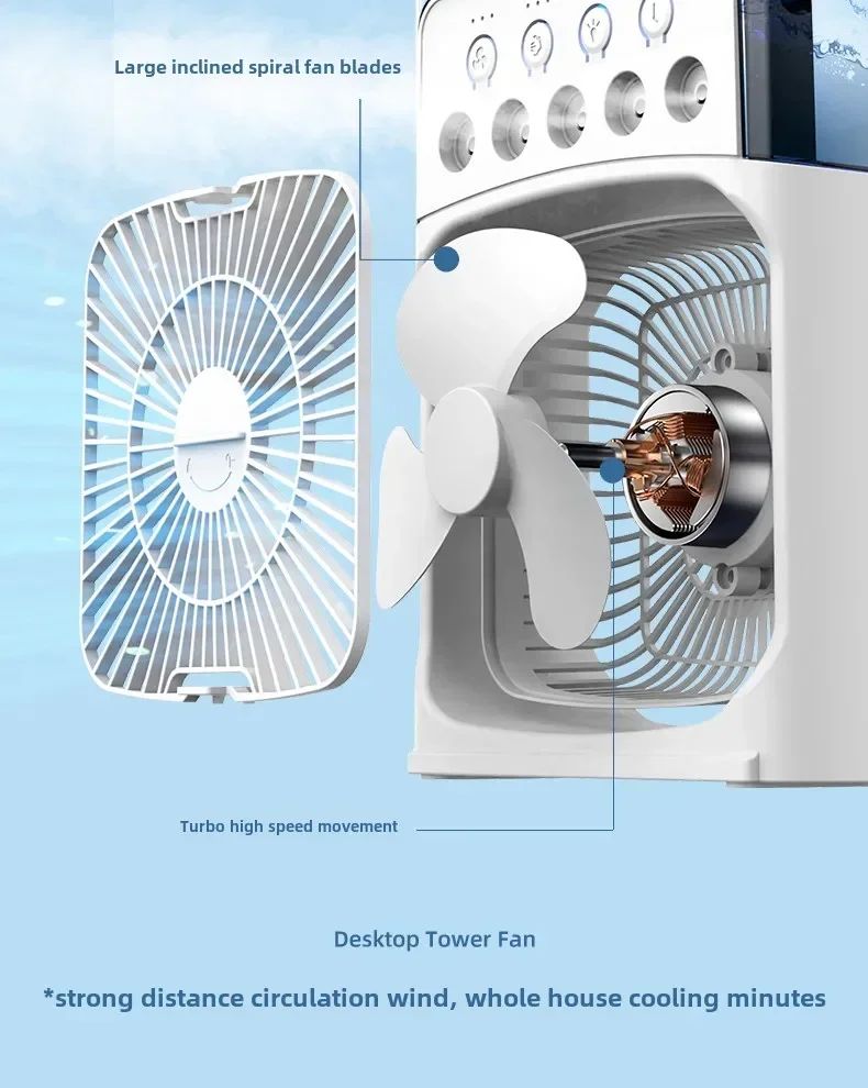 Portable 3 in 1 Mini Ac Air Cooler Fan for Home Products Conditioner Household Small Night LED Humidifier Lights Camping Room