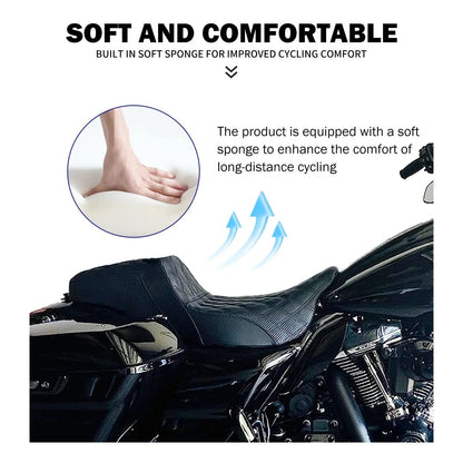 Assento Almofadado para Piloto e Passageiro de Moto, Duplo Dianteiro e Traseiro para Harley Touring CVO Road King Electra Street Glide FLTRX 09-23