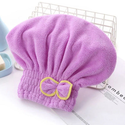 Microfibre Quick Hair Drying Bath Spa Bowknot Wrap Towel Hat Cap For Bath Bathroom Accessories Shower Cap for Women Hair Cap