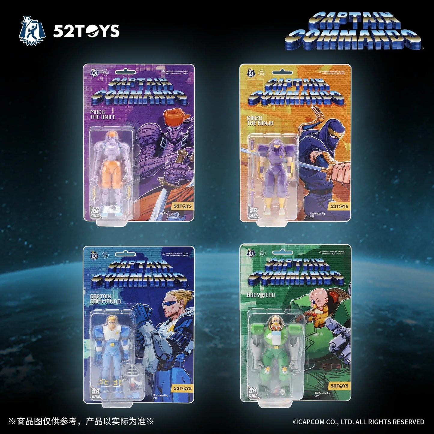 52toys Boneco Captain Commando Mack The Knife Ginzu The Ninja Baby Head Jogo de Fliperama Boneco de Ação 1/18 Brinquedo Presentes de Aniversário