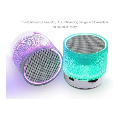 Mini alto-falante Bluetooth sem fio com LED rachado, cartão SD, USB, subwoofer, portátil, MP3, coluna de som para PC e celular