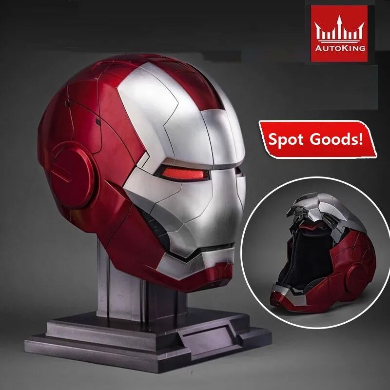 Novo capacete de Homem de Ferro AutoKing 1:1 Mk5 Cosplay Controle de Voz Olhos com Luz Modelo Brinquedos para Adultos Presente de Natal Elétrico Vestível