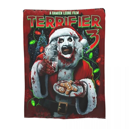 Manta de Natal Terrifier 3 de Veludo, Fina e Portátil, para Sofá, Viagem, Primavera/Outono, Halloween, Palhaço