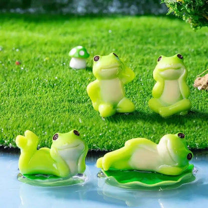 5/6Pcs Cartoon Funny Frog Figurine Ornament Desktop Living Room Micro Landscape Fish Tank Aquarium Decoration Accessories
